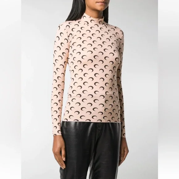 MARINE SERRE • Moon Print Turtleneck Second Skin Top - Picture 3 of 16